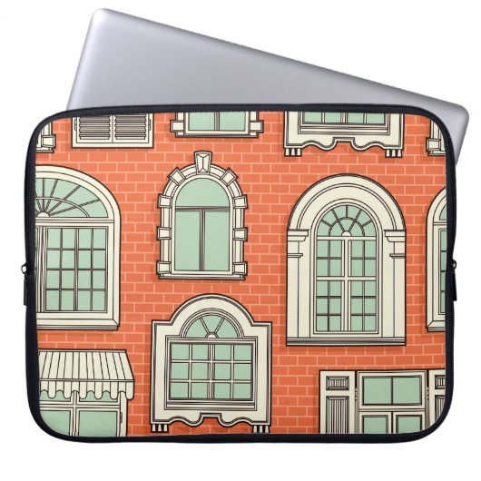 Vintages Fenster Landschaftliches Muster Laptopschutzhülle (Vorderseite)