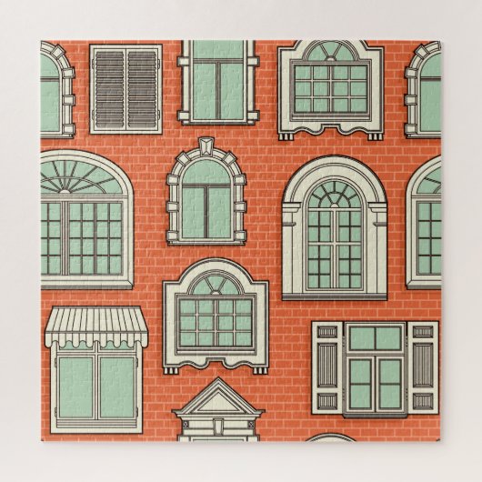 Vintages Fenster Landschaftliches Muster Puzzle (Vertikal)