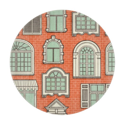 Vintages Fenster Landschaftliches Muster Schneidebrett (Vorderseite)