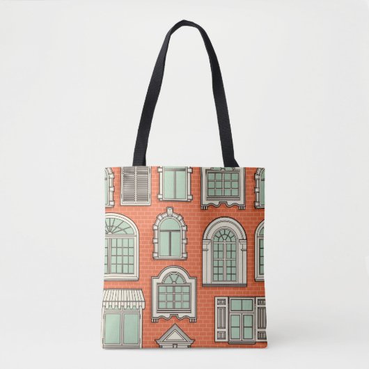 Vintages Fenster Landschaftliches Muster Tasche (Vorderseite)