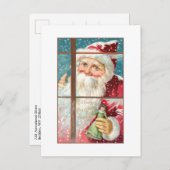 Vintages Fenster Santa at Snowy Postkarte (Vorne/Hinten)