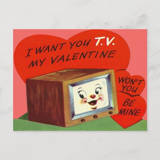 Vintages Fernsehherz Valentine Feiertagspostkarte (Vorderseite)