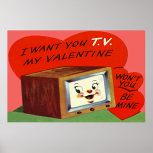 Vintages Fernsehherz Valentine Poster