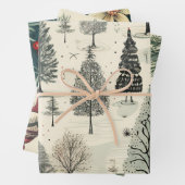 Vintages festes Baummuster Geschenkpapier Set (Beispiel)