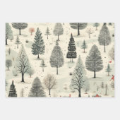 Vintages festes Baummuster Geschenkpapier Set (Vorderseite)