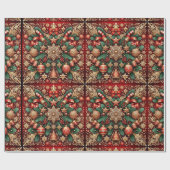 Vintages festes botanisches Weihnachtsmuster Geschenkpapier (Flach)