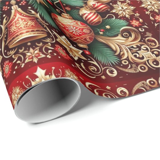 Vintages festes botanisches Weihnachtsmuster Geschenkpapier (Rolleneckpunkt)