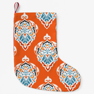 Vintages, festes Damast-Muster, elegantes Design. Kleiner Weihnachtsstrumpf