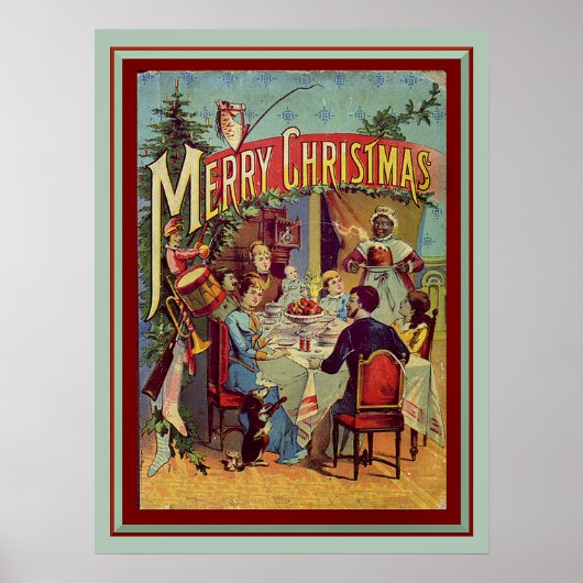 Vintages Festessen Retro Frohe Weihnachten Poster (Vorne)