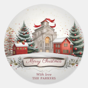 Vintages Festfest Frohe Weihnachtsdekoration Runder Aufkleber