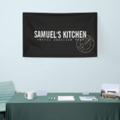 Vintages, fett gestanztes Logo, dunkelgrau Banner (Messeveranstaltung)