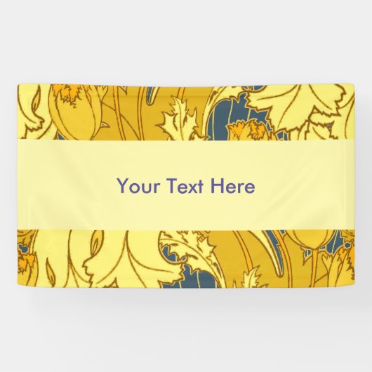 Vintages fett Tulip Blue Gold Muster Banner (Horizontal)