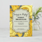 Vintages fett Tulip Blue Gold Muster Einladung (Stehend Vorderseite)