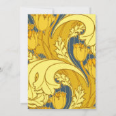 Vintages fett Tulip Blue Gold Muster Einladung (Rückseite)