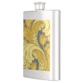 Vintages fett Tulip Blue Gold Muster Flachmann (Links)