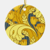 Vintages fett Tulip Blue Gold Muster Keramikornament (Vorne)