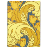 Vintages fett Tulip Blue Gold Muster Klemmbrett (Rückseite)