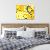 Vintages fett Tulip Blue Gold Muster Leinwanddruck (Insitu (Schlafzimmer))