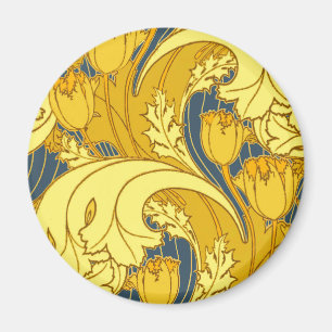 Vintages fett Tulip Blue Gold Muster Magnet