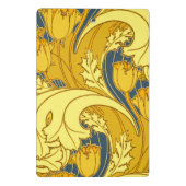 Vintages fett Tulip Blue Gold Muster Mini Klemmbrett (Rückseite)