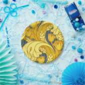 Vintages fett Tulip Blue Gold Muster Pappteller (Party)