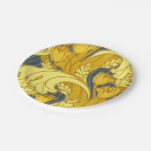 Vintages fett Tulip Blue Gold Muster Pappteller (Schrägansicht)