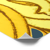 Vintages fett Tulip Blue Gold Muster Poster (Ecke)