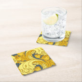 Vintages fett Tulip Blue Gold Muster Rechteckiger Pappuntersetzer (Vor Ort)