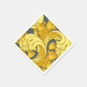 Vintages fett Tulip Blue Gold Muster Serviette (Ecke)