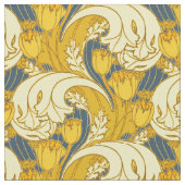 Vintages fett Tulip Blue Gold Muster Stoff (Nahaufnahme)