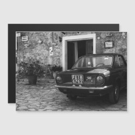 Vintages FIAT-Fahrzeug in Italien in einfarbiger F Magneteinladung