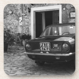 Vintages FIAT-Fahrzeug in Italien in monochromen F Getränkeuntersetzer