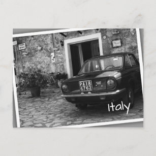 Vintages FIAT-Fahrzeug in Italien in monochromen F Postkarte
