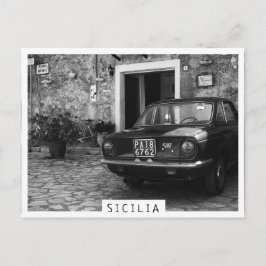 Vintages FIAT-Fahrzeug in Italien in monochromen F Postkarte