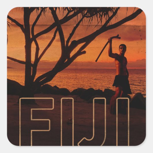 Vintages Fidschi Quadratischer Aufkleber (Vorderseite)