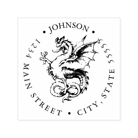 Vintages Fierce Heraldic Dragon Return Label Permastempel (Design)
