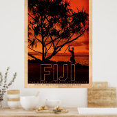 Vintages Fiji-Reiseplakat Poster (Küche)
