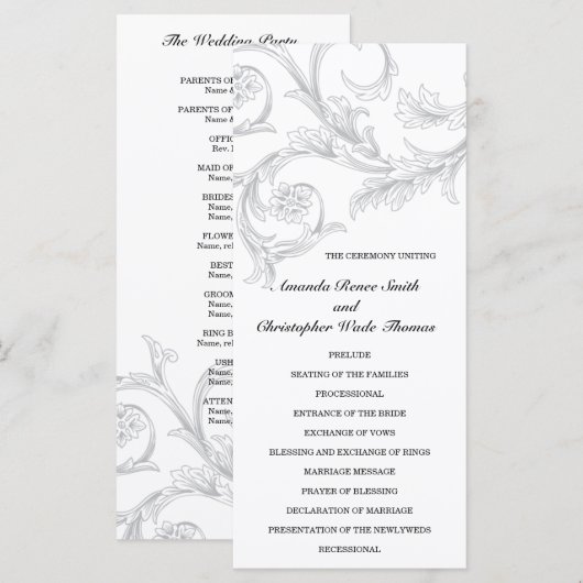 Vintages Filigree-Hochzeitsprogramm Programm (Vorne/Hinten)