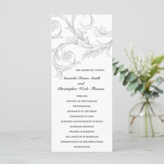Vintages Filigree-Hochzeitsprogramm Programm (Stehend Vorderseite)
