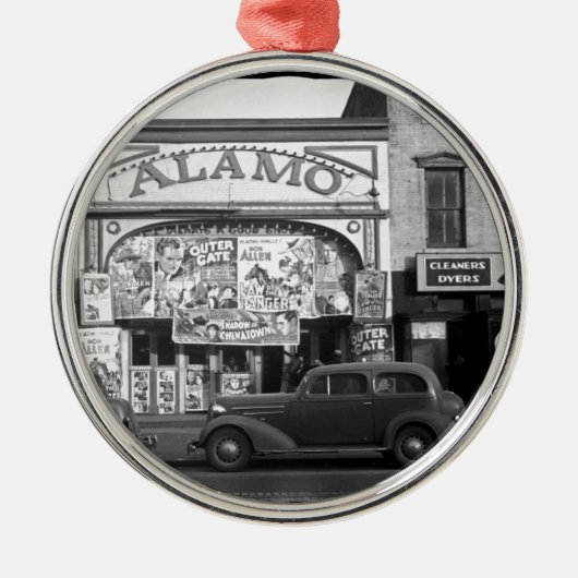 Vintages Film-Theater Silbernes Ornament (Vorne)