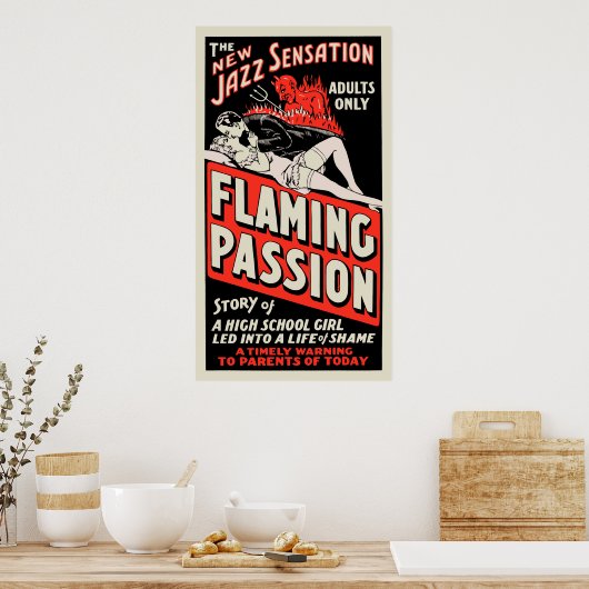 Vintages Filmplakat - "Flaming Passion" Poster (Küche)