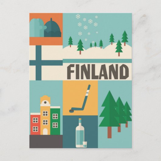 Vintages Finnland Winterurlaub Nordeuropa Postkarte (Vorderseite)