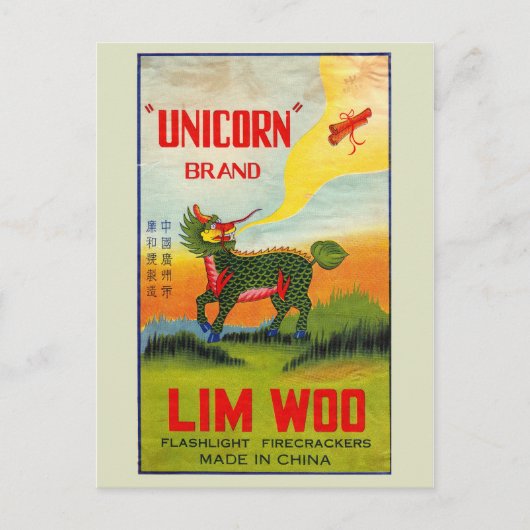 Vintages Firecracker-Paket Postkarte (Vorderseite)