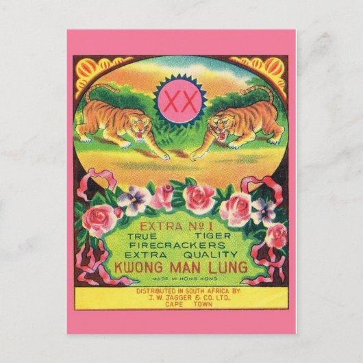 Vintages Firecracker-Paket Postkarte (Vorderseite)