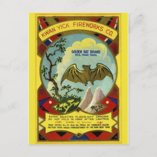 Vintages Firecracker-Paket Postkarte (Vorderseite)