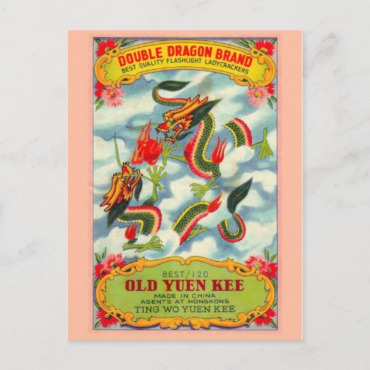 Vintages Firecracker-Paket Postkarte (Vorderseite)