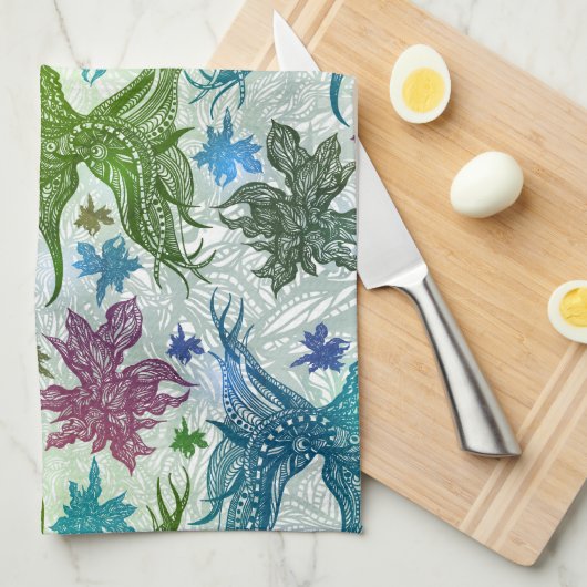 Vintages Fisch-Muster Geschirrtuch (Viertel Falte)