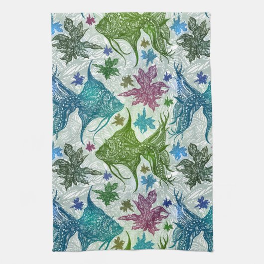 Vintages Fisch-Muster Geschirrtuch (Vertikal)