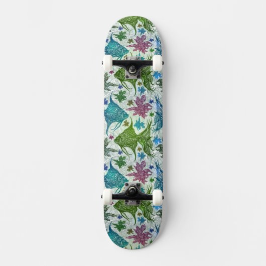 Vintages Fisch-Muster Skateboard (Vorderseite)