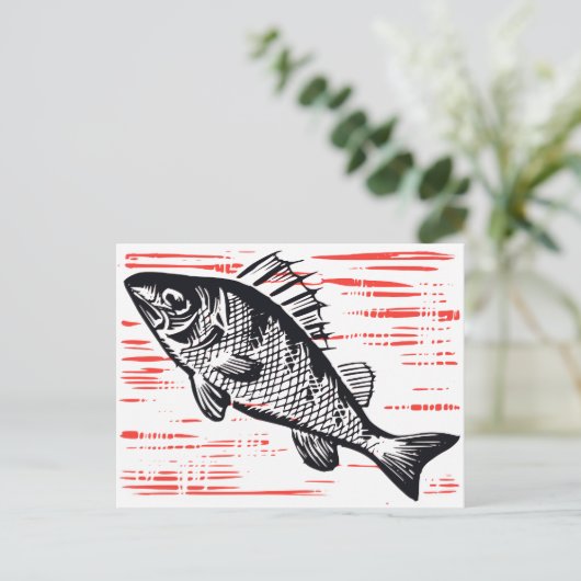 Vintages Fisch Postkarte (Stehend Vorderseite)